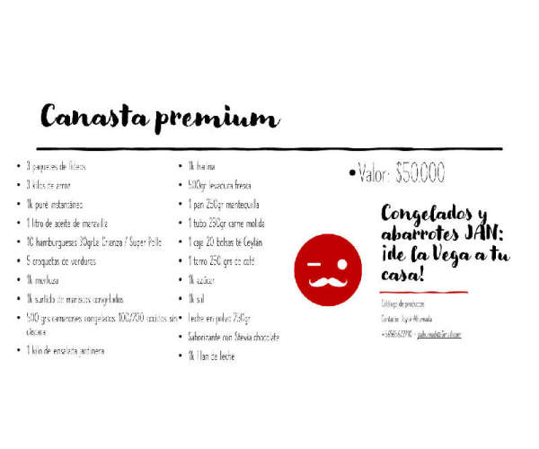 Canasta premium - abarrotes y congelados JAN