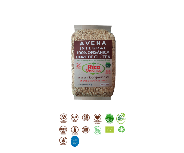 Avena Integral Orgánica Libre de Gluten 500 Grs.