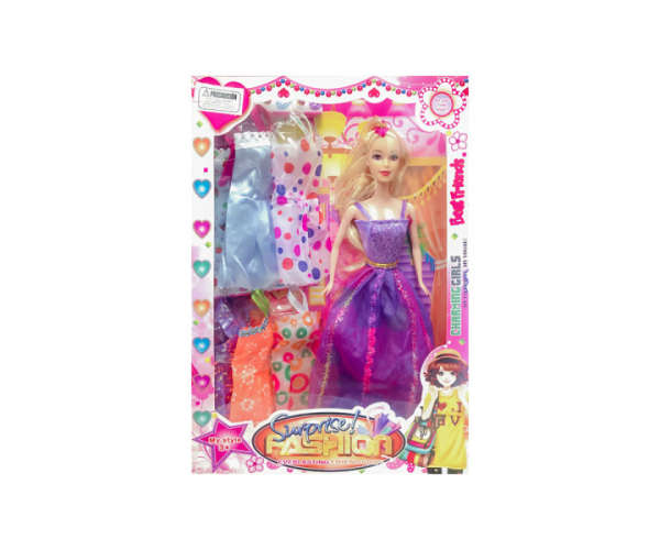 MUÑECA FASHION 6 VESTIDOS CAJA 33X21 CM