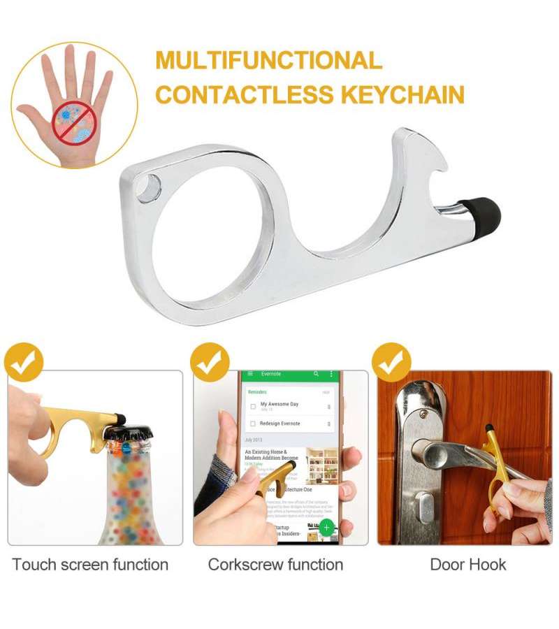 Set 4 llaveros abridor de puerta anticontagio multiuso