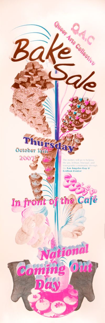 CalArts poster: Queer Arts Collective: Bake Sale, National Coming Out Day by Kurtis Kennington 