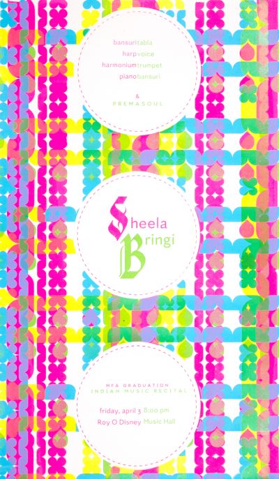 CalArts poster: MFA Graduation, Indian Music Recital: Sheela Bringi by Aastha Gaur 