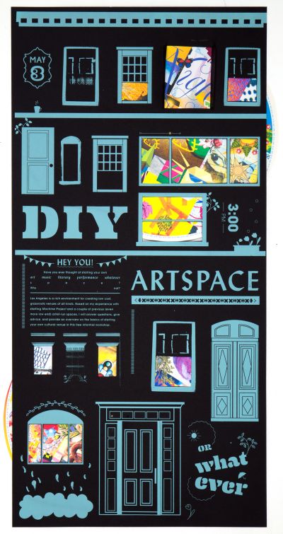 CalArts poster: DIY Artspace Or Whatever by Cindi Kusuda Isaiah Montoya Sarah Young 
