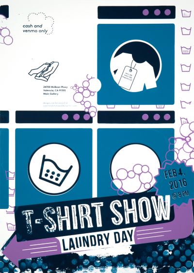 CalArts poster: 2016 T-Shirt Show by Mina Shoaib Sam Jung Tiffany Lee 