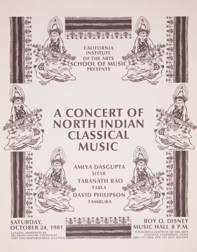CalArts poster: A Concert of North Indian Classical Music by Rodney Samuelson 