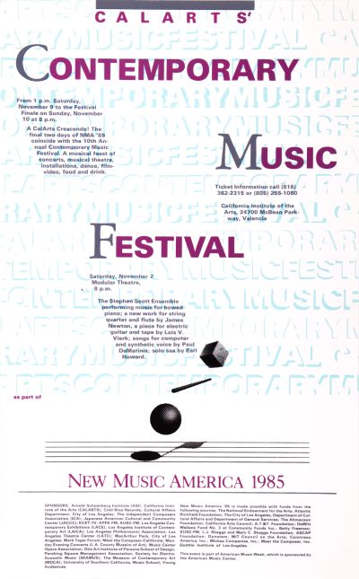 CalArts poster: CalArts Contemporary Music Festival: New Music America 1985 by 