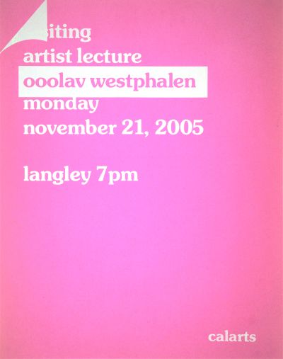 CalArts poster: Ooolav Westphalen by Mike Calvert 