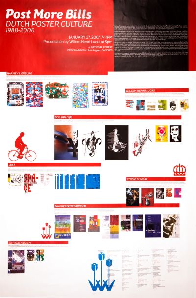 CalArts poster: Post More Bills: Dutch Poster Culture 1988-2006 (back) by Florencio Zavala 