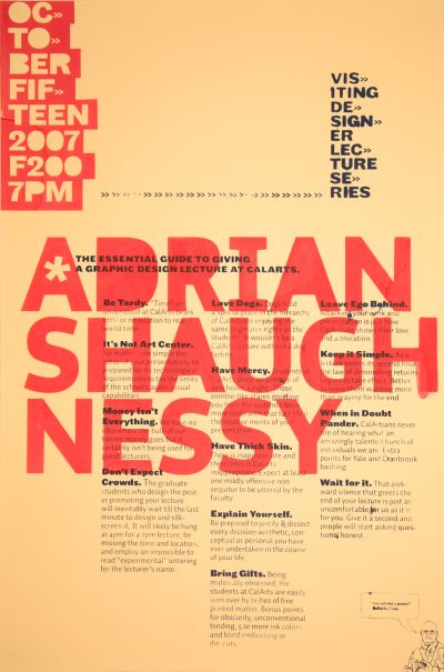 CalArts poster: Adrian Shaughnessy by Silas Munro Joseph Prichard 