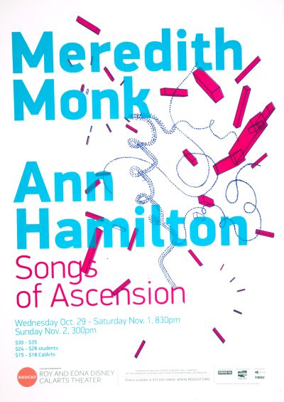 CalArts poster: REDCAT: Meredith Monk & Ann Hamilton, “Songs of Ascension” by Gregory Coats 