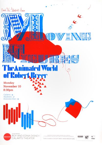CalArts poster: REDCAT: &#8220;Moving Figures: The Animated World of Robert Breer&#8221; by Gregory Coats 