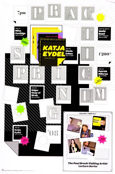 CalArts poster: 2008 Spring Practicum Visiting Artist Lecture Series (1/2) by Eileen Levinson Silas Munro 
