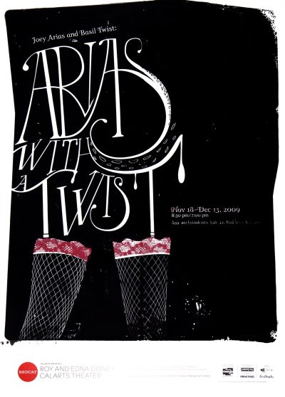 CalArts poster: REDCAT: Joey Arias and Basil Twist, “Arias with a Twist” by Karen To 