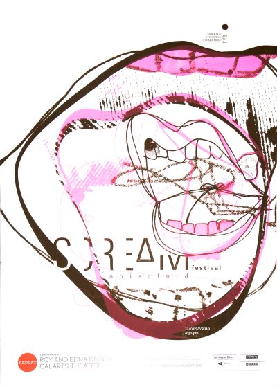 CalArts poster: REDCAT: Scream Festival, Noise Fold by Masato Nakada Karen To 