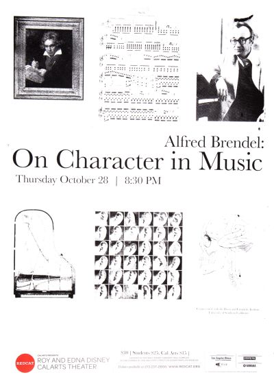 CalArts poster: REDCAT: “Alfred Brendel: On Character in Music” by Phil Shaw 
