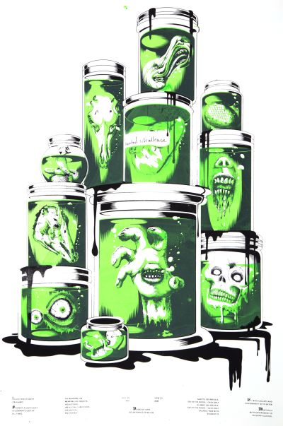 CalArts poster: 2011 CalArts Halloween: Haunted Schoolhouse by Andelee Lin Gabby Datau 