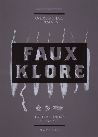 CalArts poster: Andrew Diego Presents Faux Klore by Kate Johnston Scott Massey 