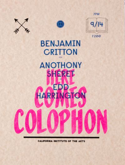 CalArts poster: Benjamin Critton, Anthony Sheret, Edd Harrington by Izaak Berenson Tom Kracauer 