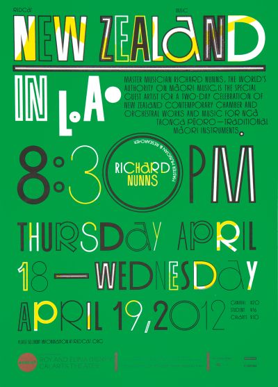 CalArts poster: REDCAT: New Zealand in L.A. by Izaak Berenson Tom Kracauer 