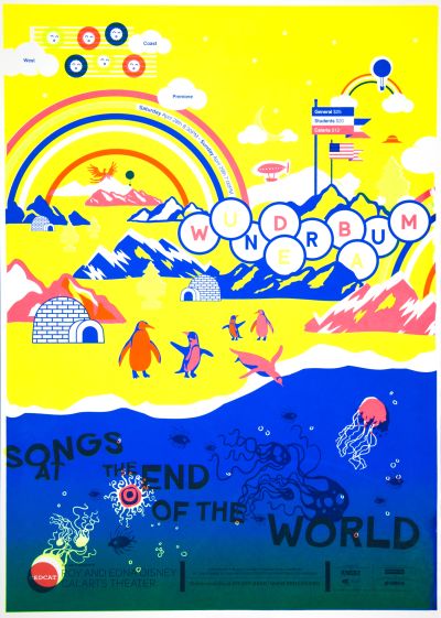 CalArts poster: REDCAT: Songs at the End of the World by Bijan Berahimi Christina Rodriguez Christopher Burnett Pedro Lavin 