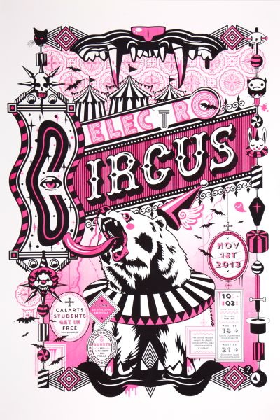 CalArts poster: 2013 CalArts Halloween: Electro Circus by Isaiah Montoya Sarah Young 