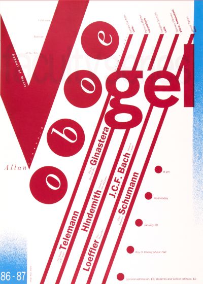CalArts poster: ’86 – ’87 Faculty Series: Vogel Oboe by Amy Shayne 