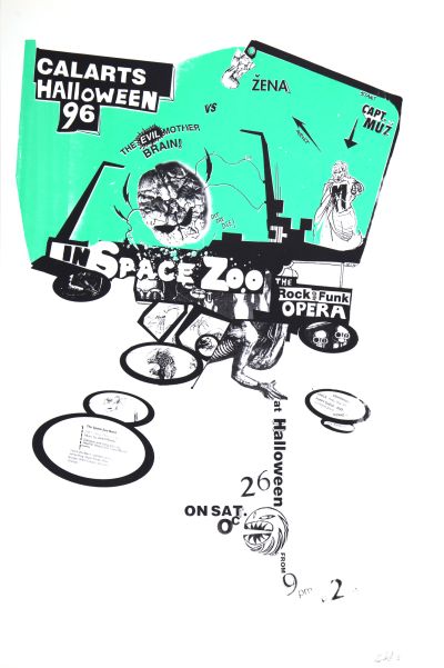 CalArts poster: 1996 CalArts Halloween: Space Zoo by Christopher Selby 