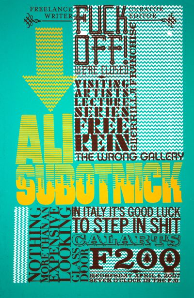 CalArts poster: Ali Subotnick by Jessica D'Elena Tasheka Arcenaux 