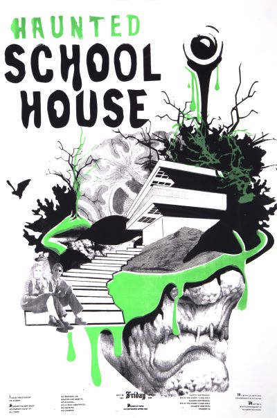 CalArts poster: 2011 CalArts Halloween: Haunted School House by Rachel Smith 