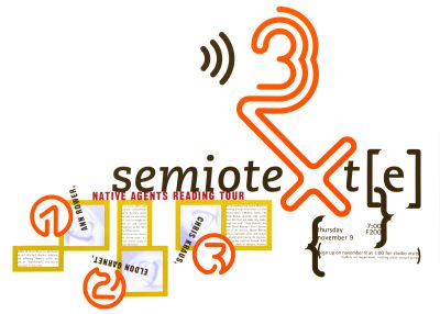 CalArts poster: Native Agents Reading Tour: Semiotext(e) by Weston Bingham 