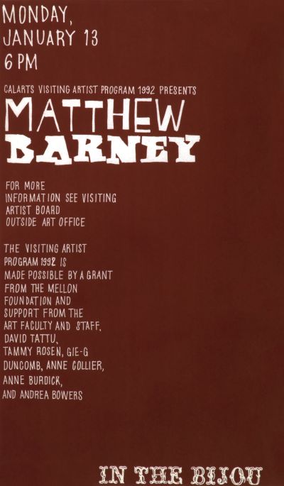 CalArts poster: Matthew Barney by Anne Burdick 