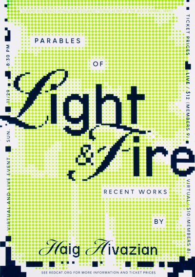CalArts poster: Parables of Light and Fire by Dov Annuse Elena Reyna Hernandez 