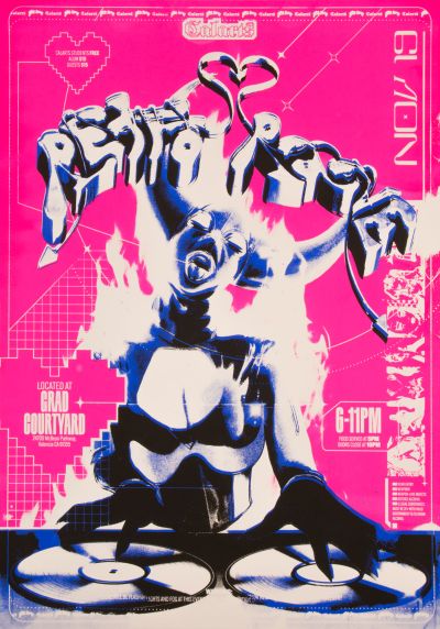 CalArts poster: Retro Rave DJ by Laura Chaland Alene Tashjian 