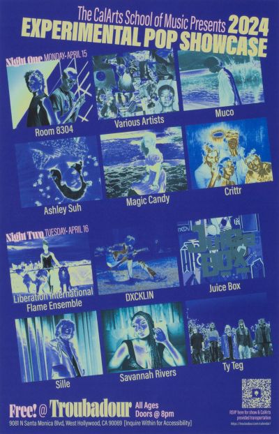 CalArts poster: Experimental Pop Showcase by Ingrid Tai 