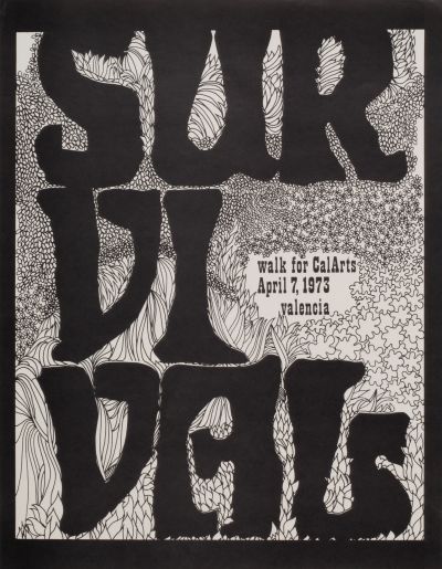 CalArts poster: Survival: A Fundraising Walk for CalArts by Carrie Biggs 
