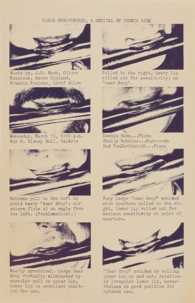 CalArts poster: Flute Embouchures, A Recital by Dennis Rihn by Tim Wolf 