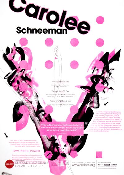 CalArts poster: REDCAT: Carolee Schneeman by Esther Choi Sean Boyle 