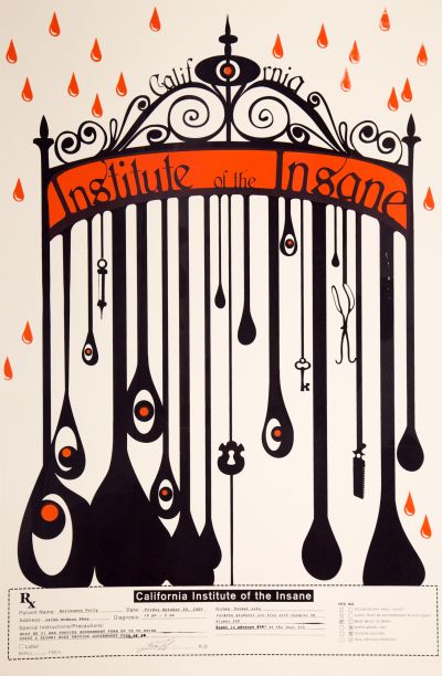 CalArts poster: 2009 CalArts Halloween: California Institute of the Insane by Monica Nascimento 