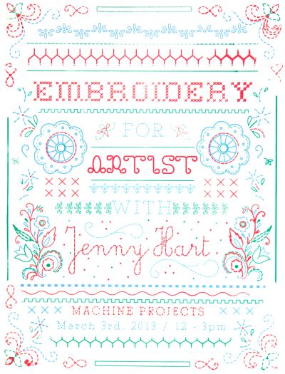 CalArts poster: Embroider For Artist with Jenny Hart by Christina Rodriguez 