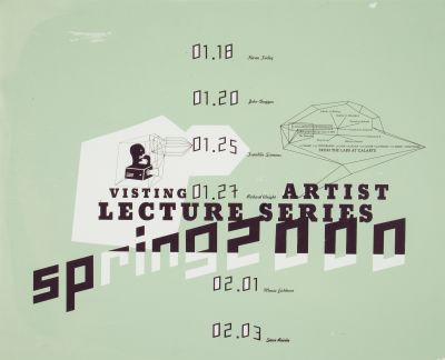 CalArts poster: Visiting Artist Series Spring 2000 by Chy Lin Cynthia Jacquette Daniel Holmes Juliette Bellocq Michael Kohnke Sophie Dobrigkeit Johnny K 