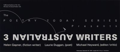 CalArts poster: 3 Australian Writers by 