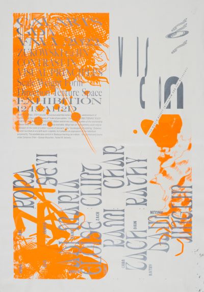 CalArts poster: Contrast in Visual Principles 2/2 by Adi Osti Eloise Park Zach Roberts Dain Yoon Scott Zukowski Jinglin Zhang Mandy Jin Kora Chiu Seyi Choi Maria Garsa Clint Kessler Kathy Nam 