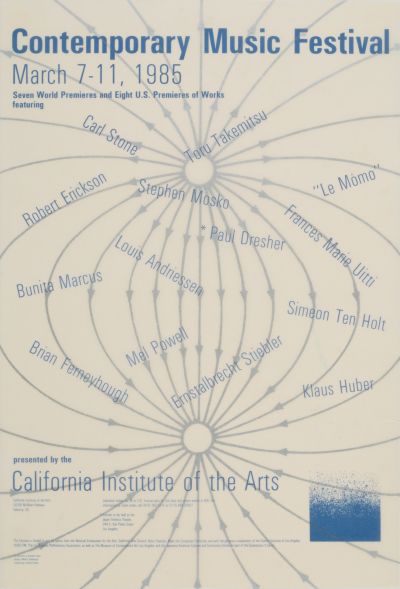 CalArts poster: Contemporary Music Festival by Marlitt Dellabough Jonathan Louie Sharron Eaton 