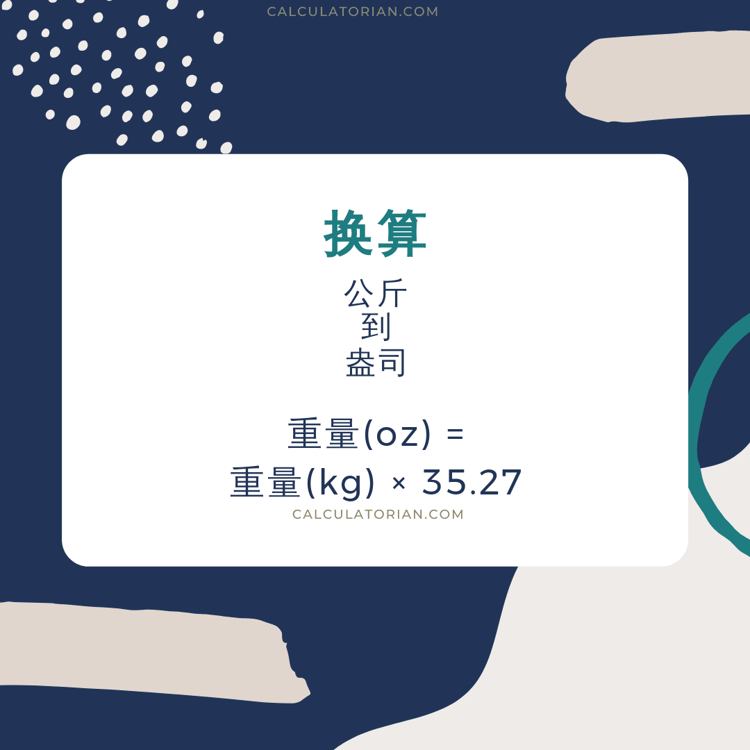 从 公斤 转换为 盎司