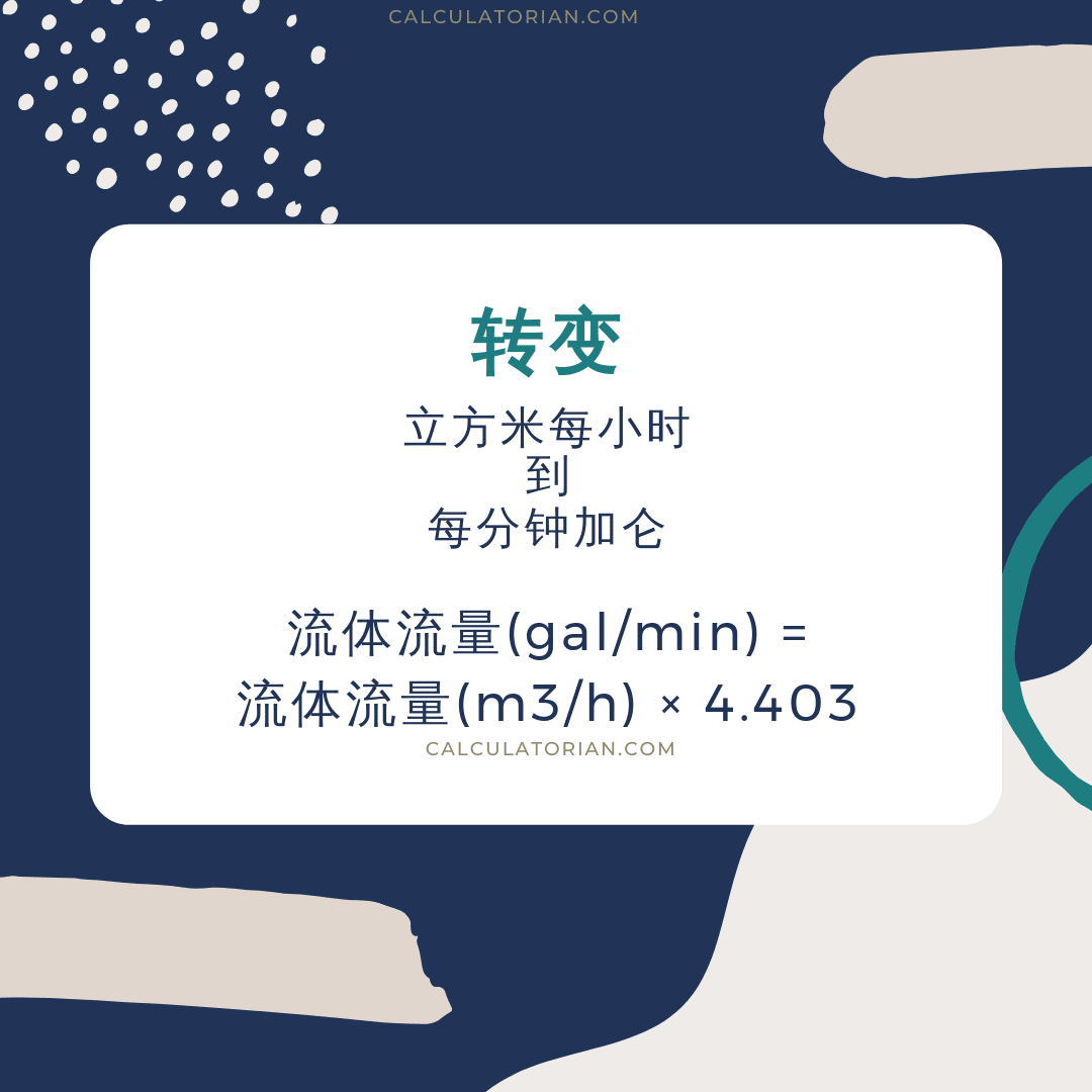 转变从立方米每小时到每分钟加仑 转变从立方米每小时到每分钟加仑