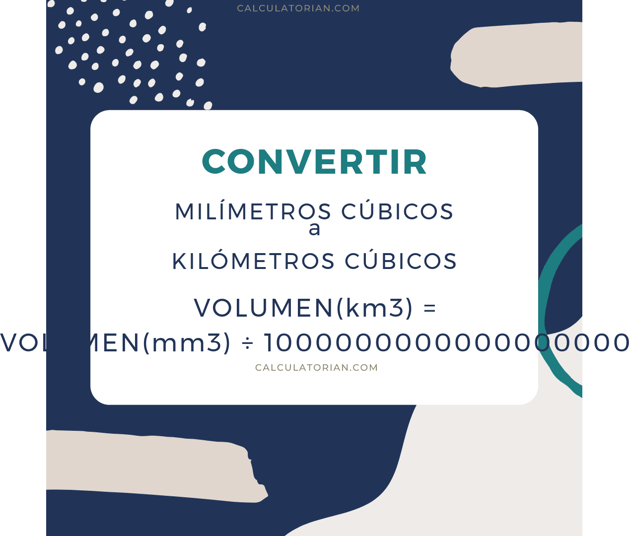 La fórmula para convertir volume de Milímetros cúbicos a Kilómetros cúbicos