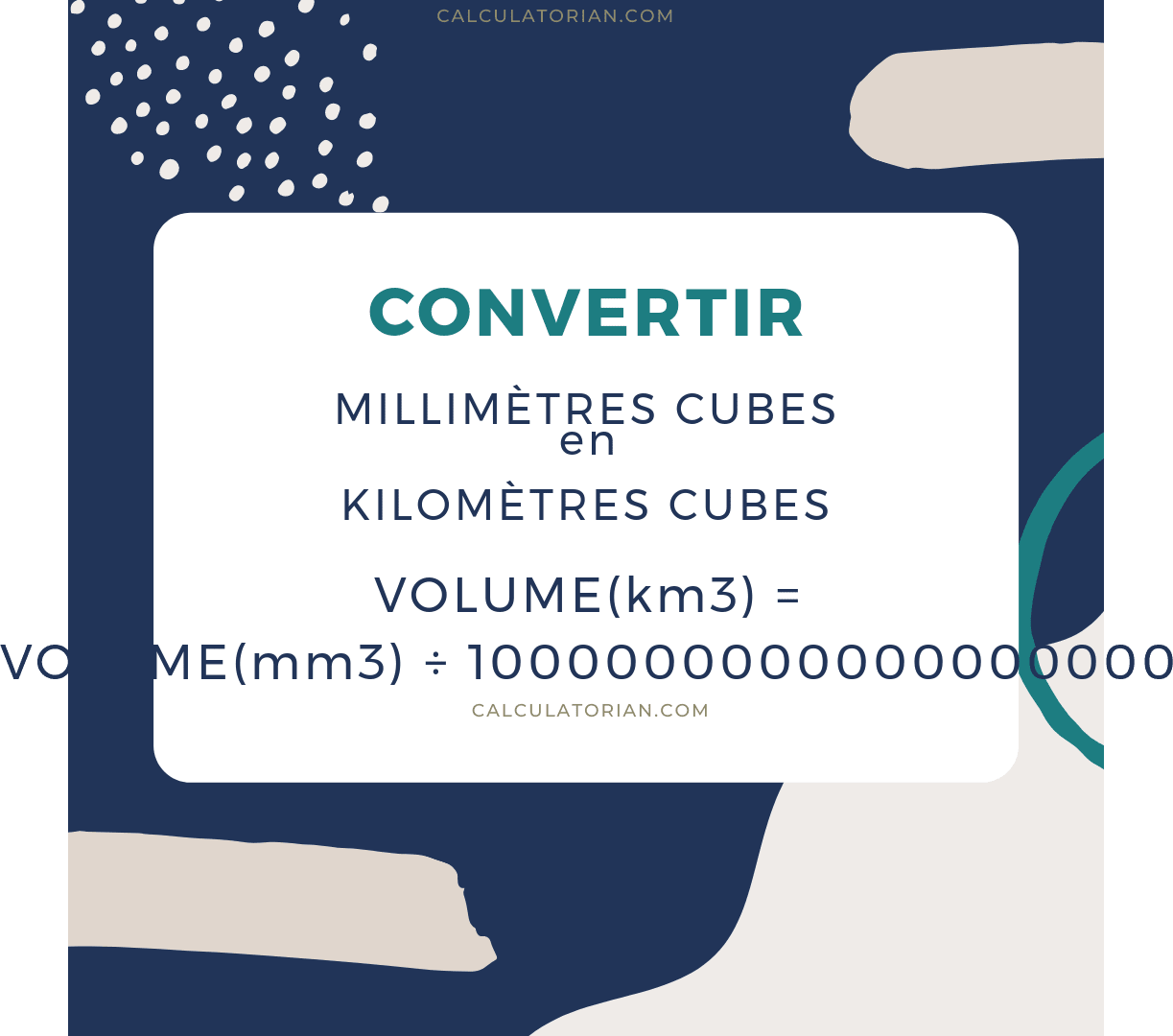 La formule pour convertir un volume de Millimètres cubes à Kilomètres cubes