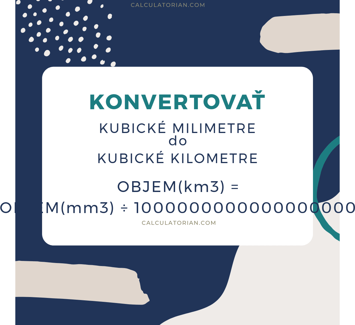 Vzorec na prevod volume z Kubické milimetre na Kubické kilometre