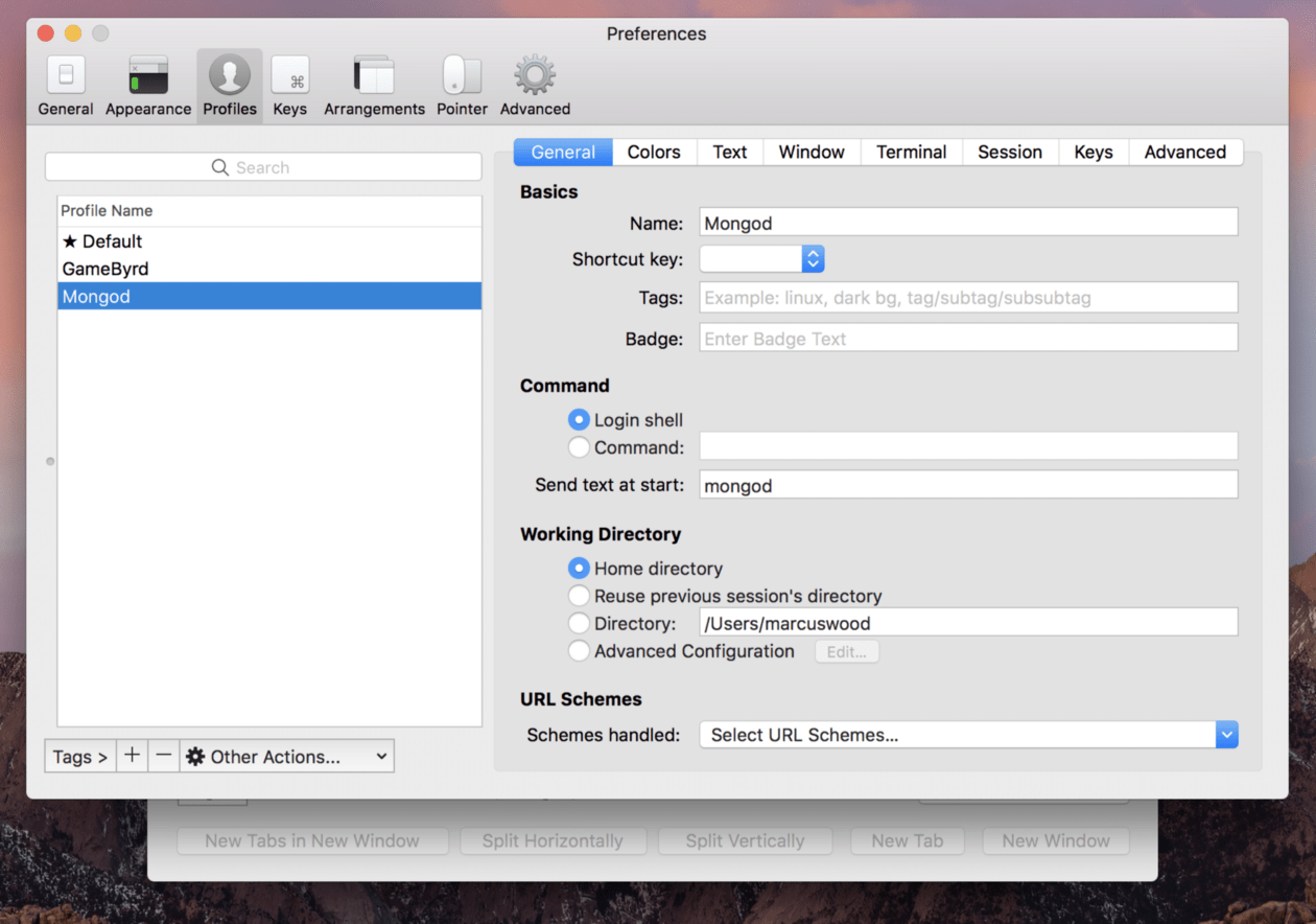 edit iterm profiles