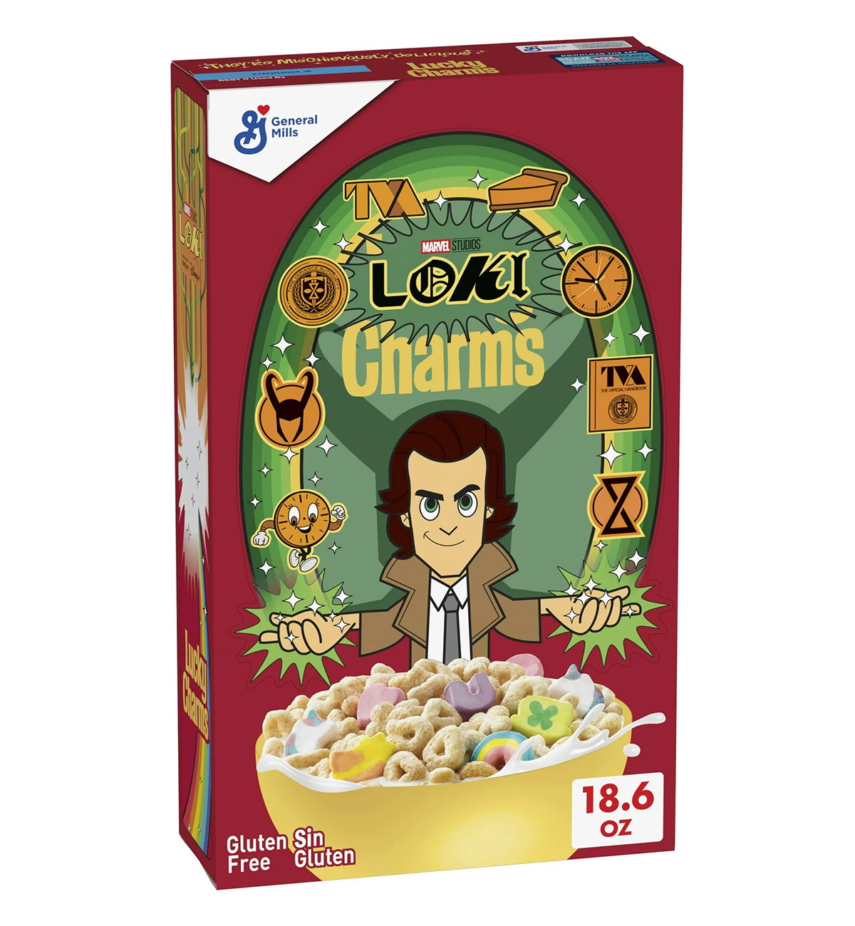 ラッキー 🍀 General Mills Lucky Charms Breakfast Cereal Marvel Loki Charms